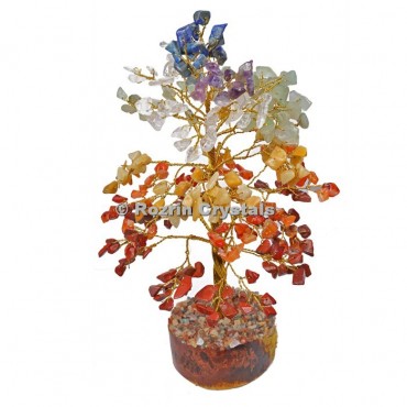 7 Chakra Golden Wire 300 Chips Tree