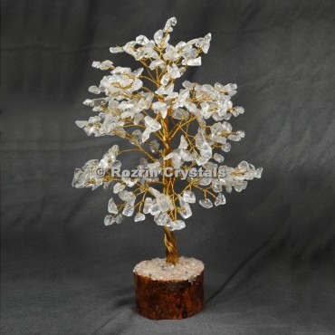 Crystal Quartz Golden Wire 300 Chips Tree