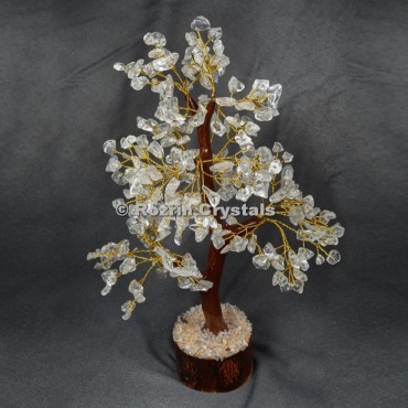 Crystal Quartz Trunk Golden wire 300 chips  Tree