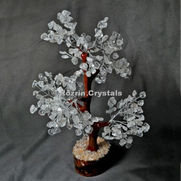 Crystal Quartz Trunk Silver Wire 300 Chips Tree