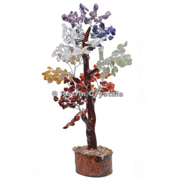 7 Chakra Trunk Silver Wire 300 Chips Tree