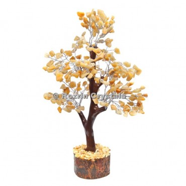 Golden Quartz Trunk Silver Wire 300 Chips Tree