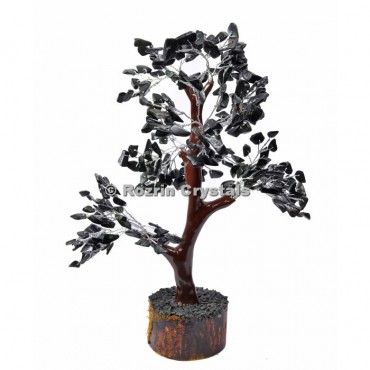 Black Jasper Trunk Silver Wire 300 Chips Tree