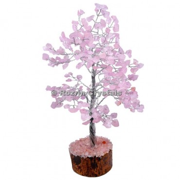 Rose Quartz Silver Wire 300 Chips Tree