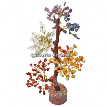 Chakra Stone Trunk Golden wire 300 chips  Tree