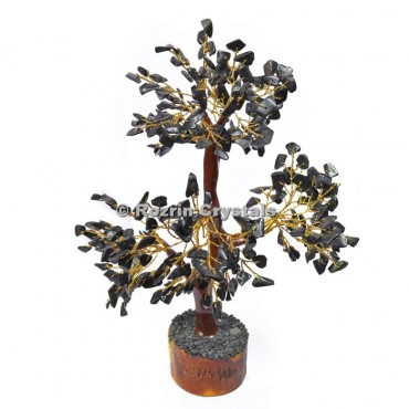 Black Jasper Trunk Golden wire 300 chips  Tree