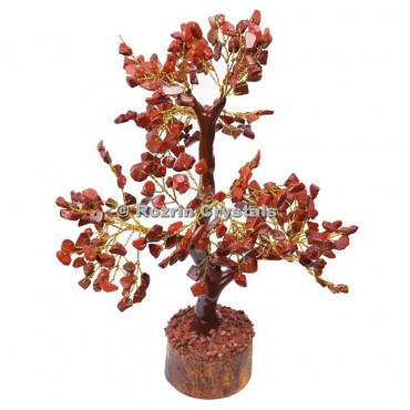 Red Jasper Trunk Golden wire 300 chips  Tree