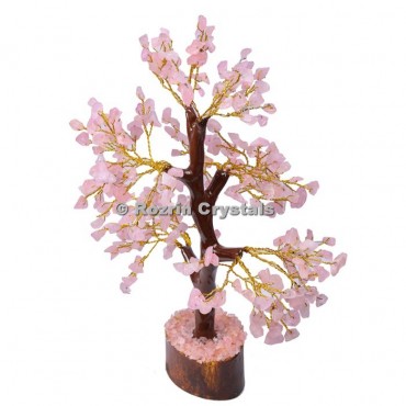 Rose Quartz Silver Wire 300 Chips Tree