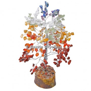 7 Chakra Stone Silver Wire 300 Chips Tree