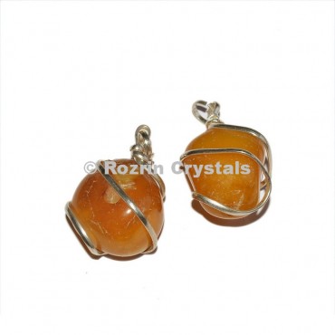 Yellow Onyx Wrap Tumbled Pendants