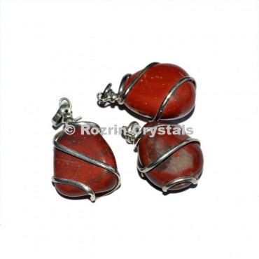 Red jesper  Wrap Tumbled Pendant