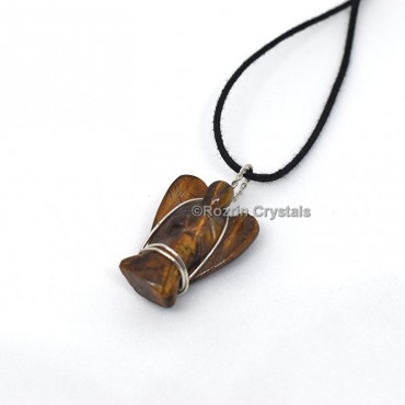 Tiger Eye Wrap Angel Pendants