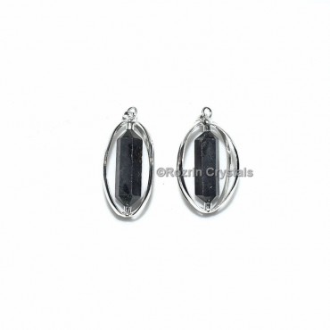 Black Tourmaline Double Point Cage Pendant