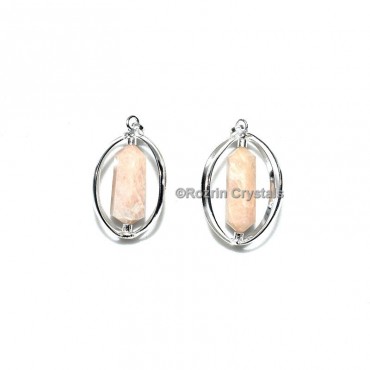 Cream Moonstone Double Point Cage Pendant