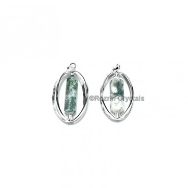 Tree Agate Double Point Cage Pendant