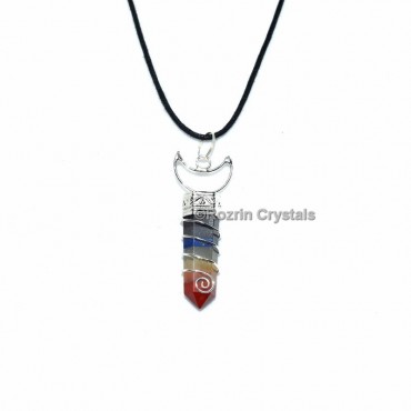 Chakra Bonded Spiral With Moon Pencil Pendant