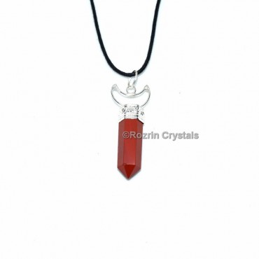 Red Jasper with Moon Shape Pencil Pendant