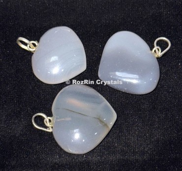 Grey Agate Heart Pendants