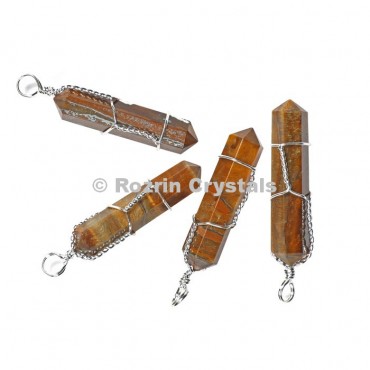 Tiger Eye Double Point Wrap Pendants