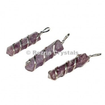 Lepidolite Pencil Wrap Pendants