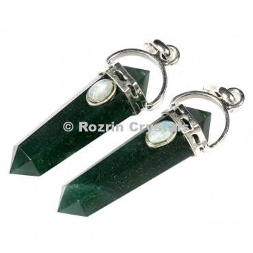 Green Jade Double Point Pendants