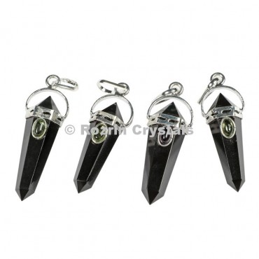 Black Tourmaline Double Point Pendants