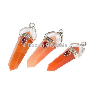 Peach Aventurine Double Point Pendants