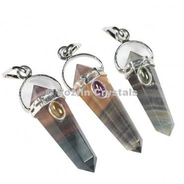 Multi Flourite Double Point Pendants