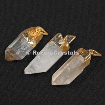 Natural Point Clear Quartz Electro Pendants