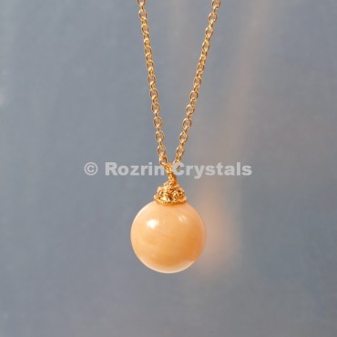 Yellow Aventurine  Ball Necklace