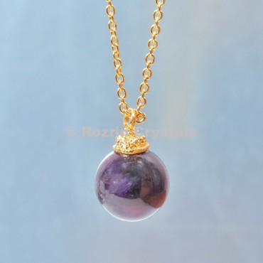 amethyst  Ball Necklace