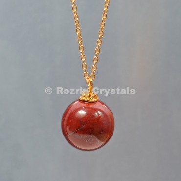 Red Jesper  Ball Necklace