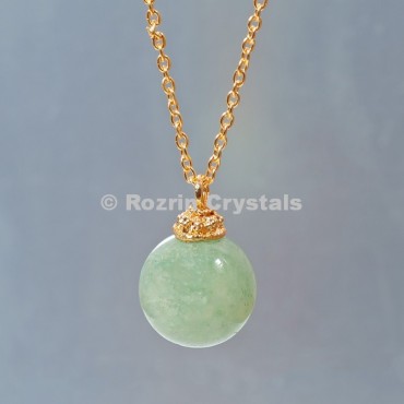 Green Aventurine  Ball Necklace