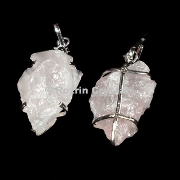 Rose Quartz Wrap Arrowheads Pendants