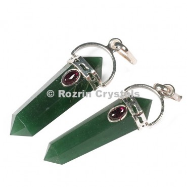 Green Aventurine Double Point Pendants