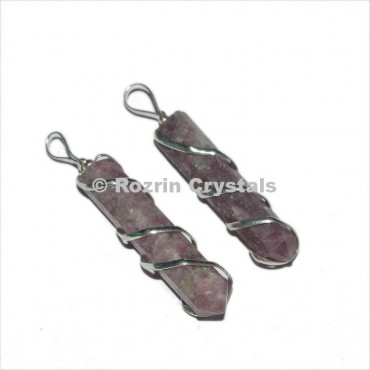 Lepidolite Pencil Wrap Pendant