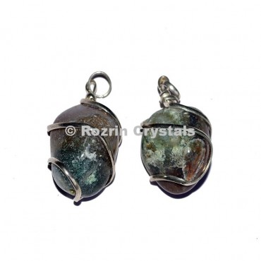 Moss Agate Tumbled Wrap Pendants