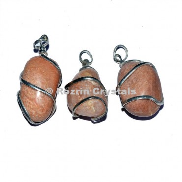 Peach Aventurine Tumbled Wrap Pendants