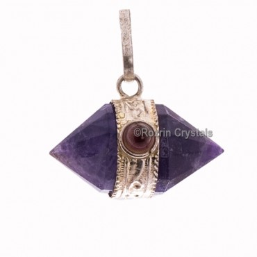 Amethyst Double Point Pendants with Garvet