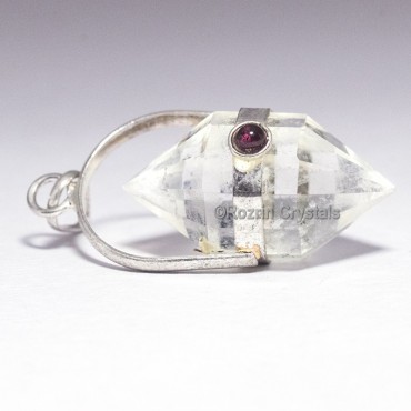 Crystal Quartz Faceted Double Point Pendants