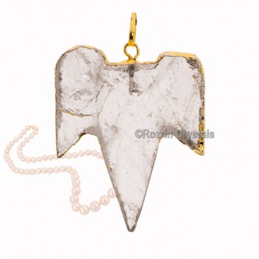 Crystal Quartz Shark Teeth Shape Pendants