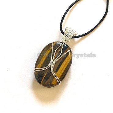 Tiger Eye Oval Shape Healing Stone Necklace