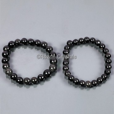 Beaded Blak Agate Gemstone Bracelet