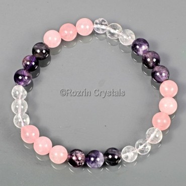 Rose Amethyst Crystal Gemstone Energy Bracelet