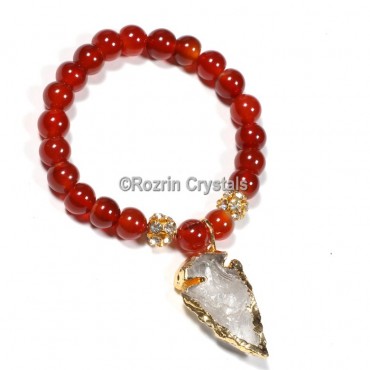 Red Onyx With Arrow Gemstone Bracelet