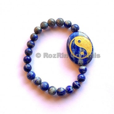 Lapis LazuliYin Yang Engraved Bracelet