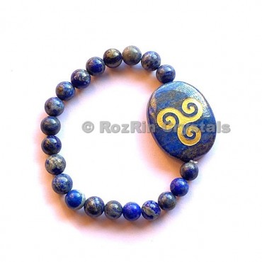 Lapis Lazuli Triskel  Engraved Bracelet