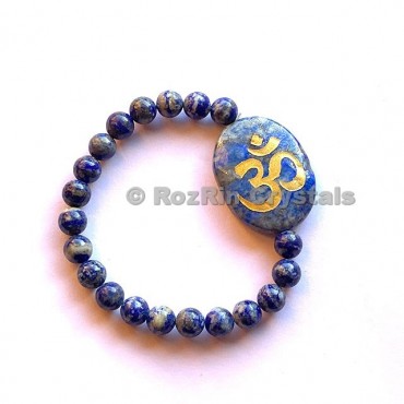 Lapis Lazuli Om  Engraved Bracelet