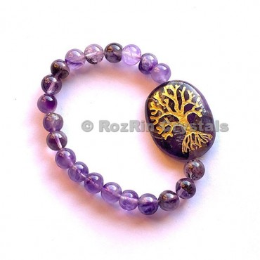 Amethyst Tree Of Life  Engraved Bracelet