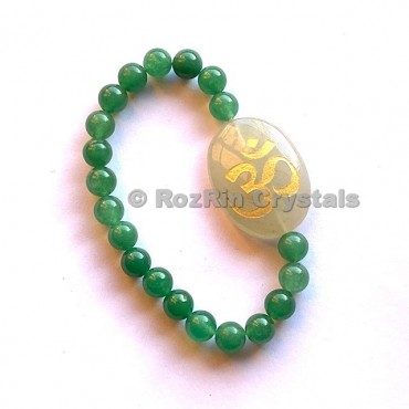 Green Aventurine Om  Engraved Bracelet